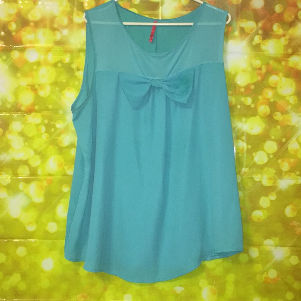Plus size bow tank blouse